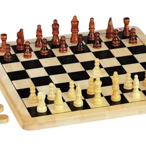 Chad Valley Wooden Chess and Draughts Board Game