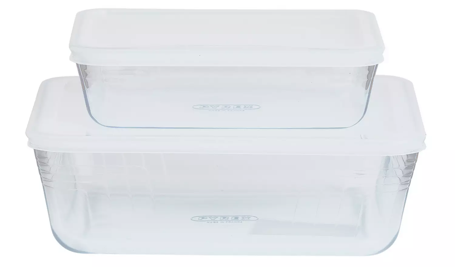 Pyrex Set of 2 Glass Roasters with Plastic Storage Lids